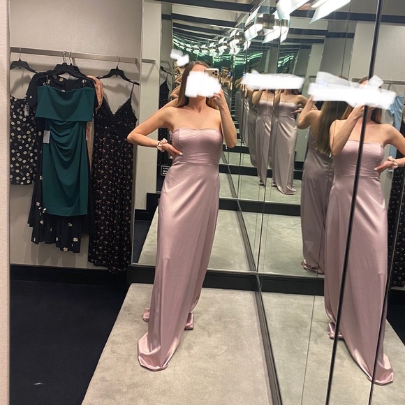 NWT Blush Pink Satin Strapless Long Lulus Dress - Picture 7 of 9